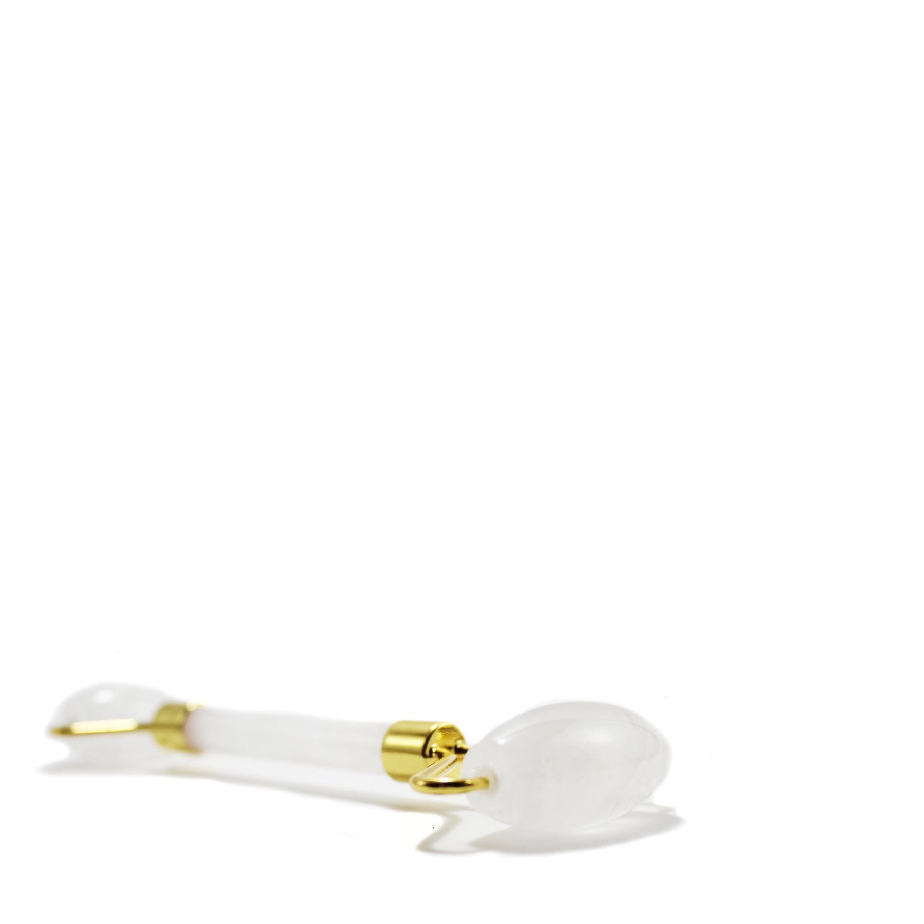 Natural White Quartz Facial Massager with Double Rollers