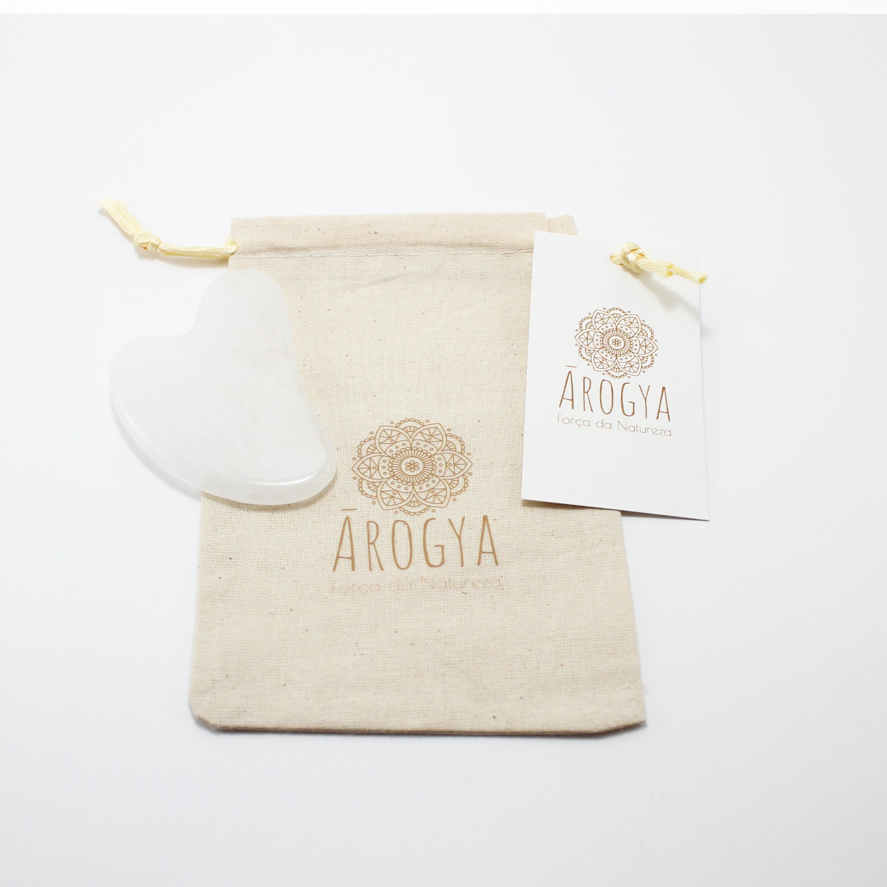 Gift set Gua Sha in the shape of a Heart and Double Roll of White Quartz
