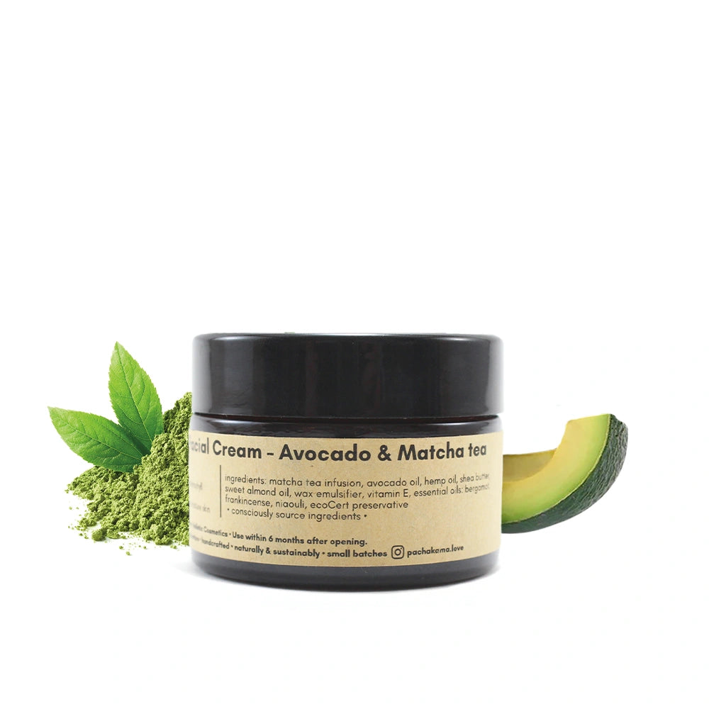 Crema Facial Artesanal de Aguacate y Té Matcha