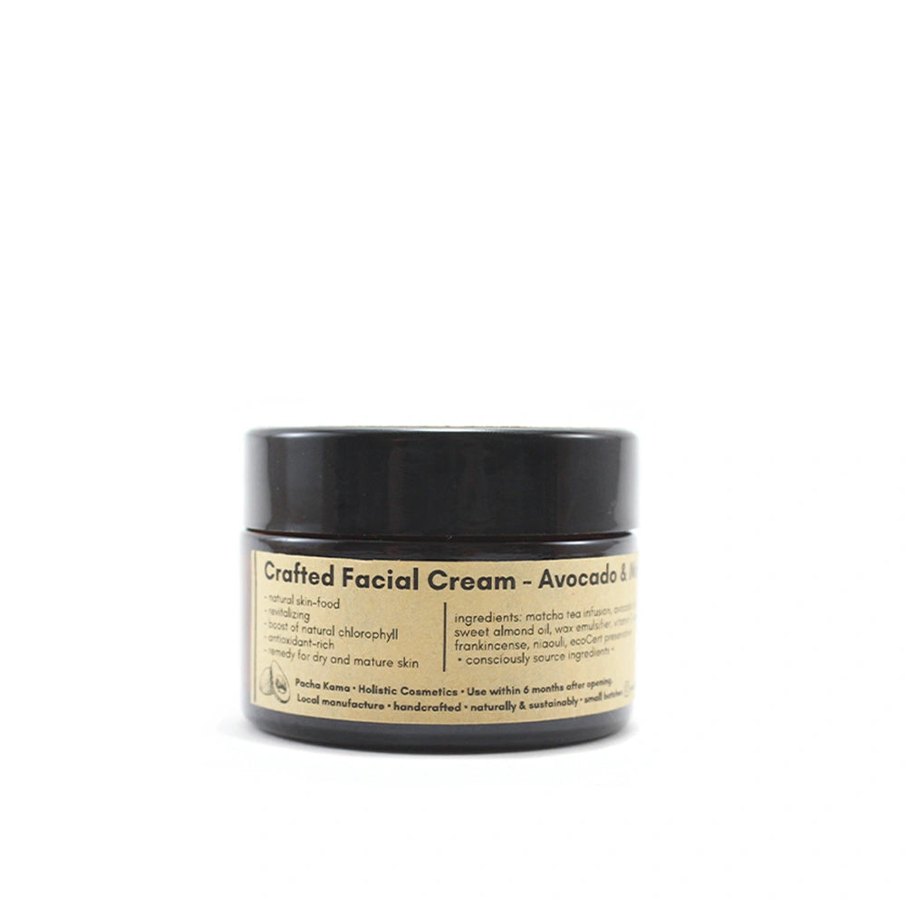 Crema Facial Artesanal de Aguacate y Té Matcha