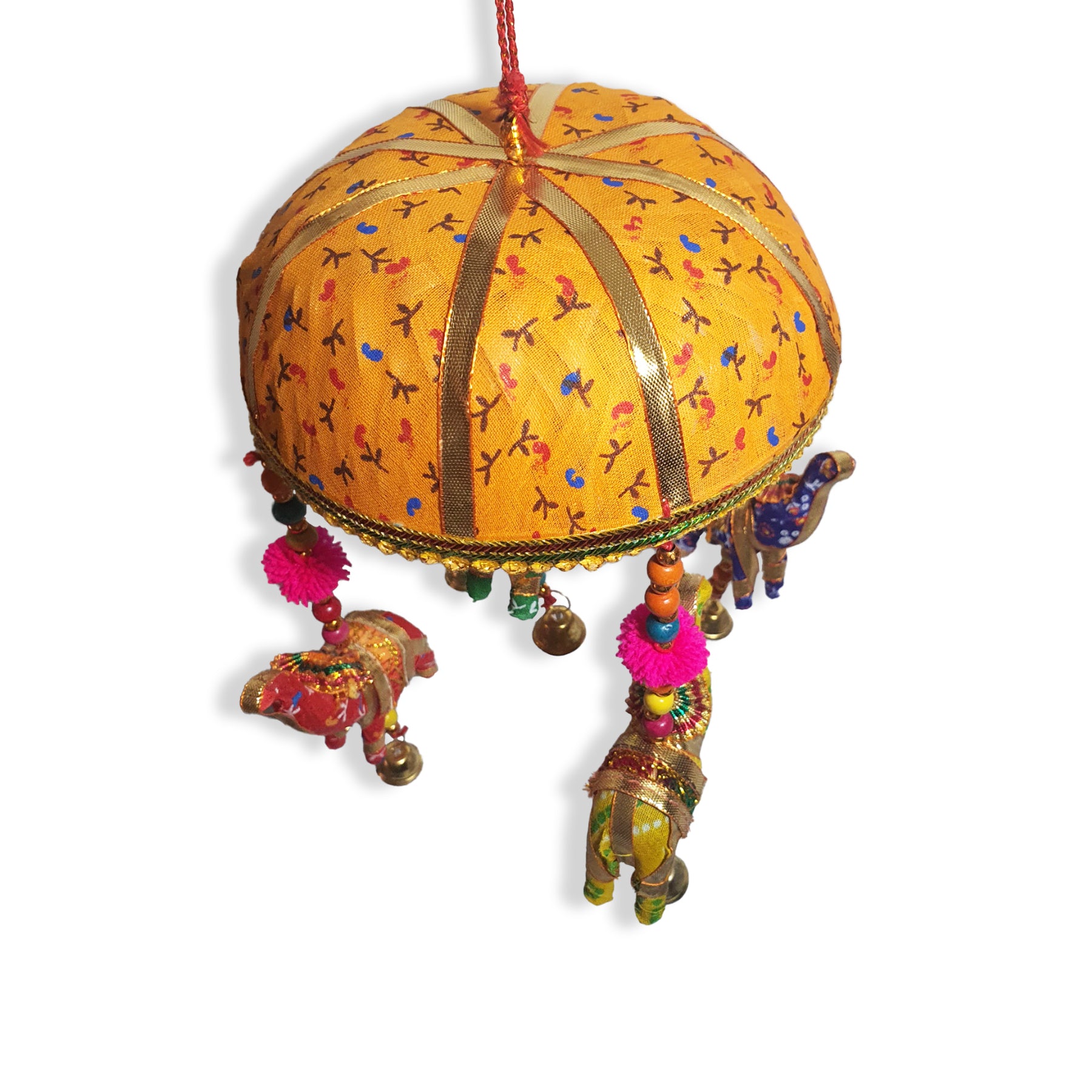Cinq Éléphants décoratifs en Coton Orange