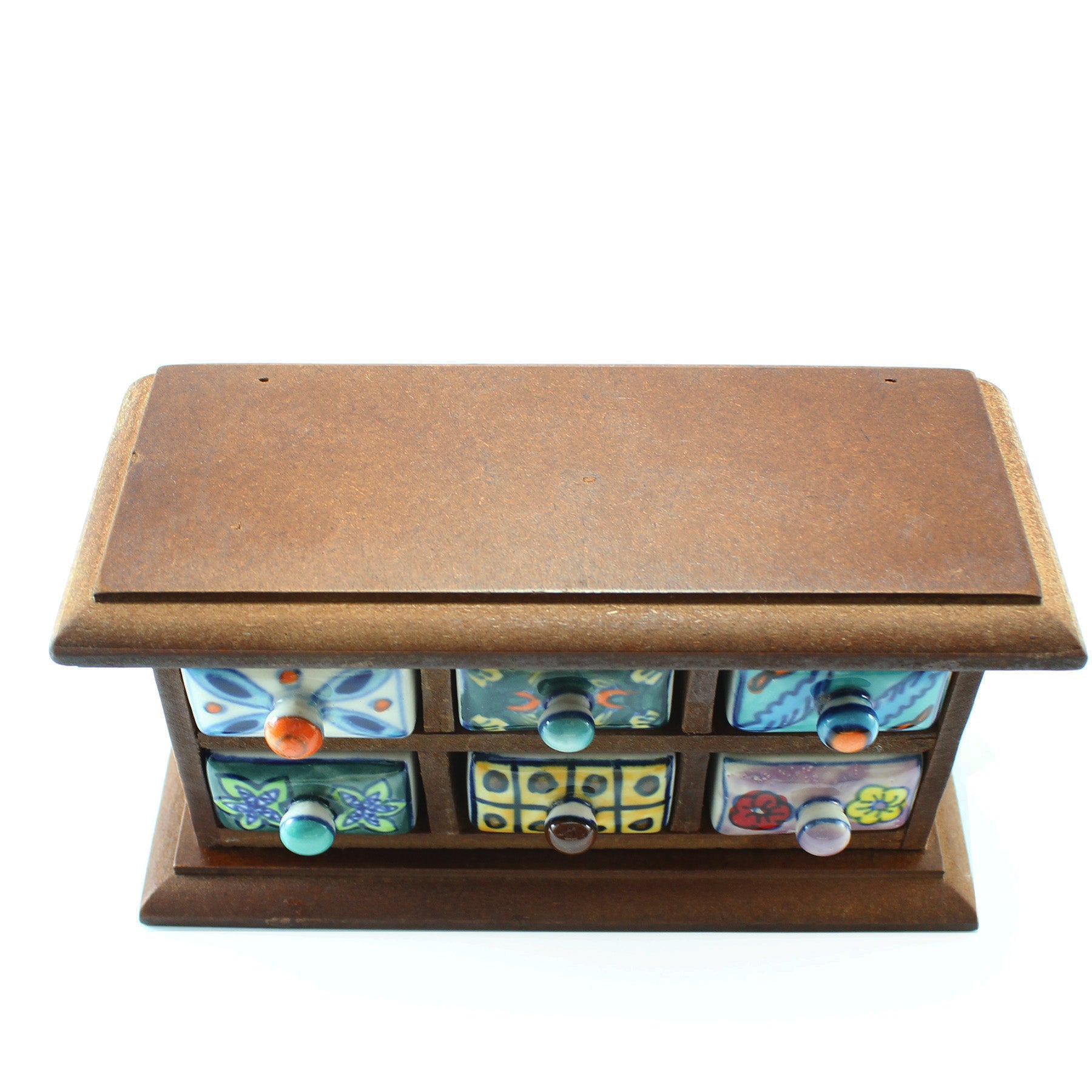 Armário Miniatura com 6 Gavetas em Cerâmica Castanho