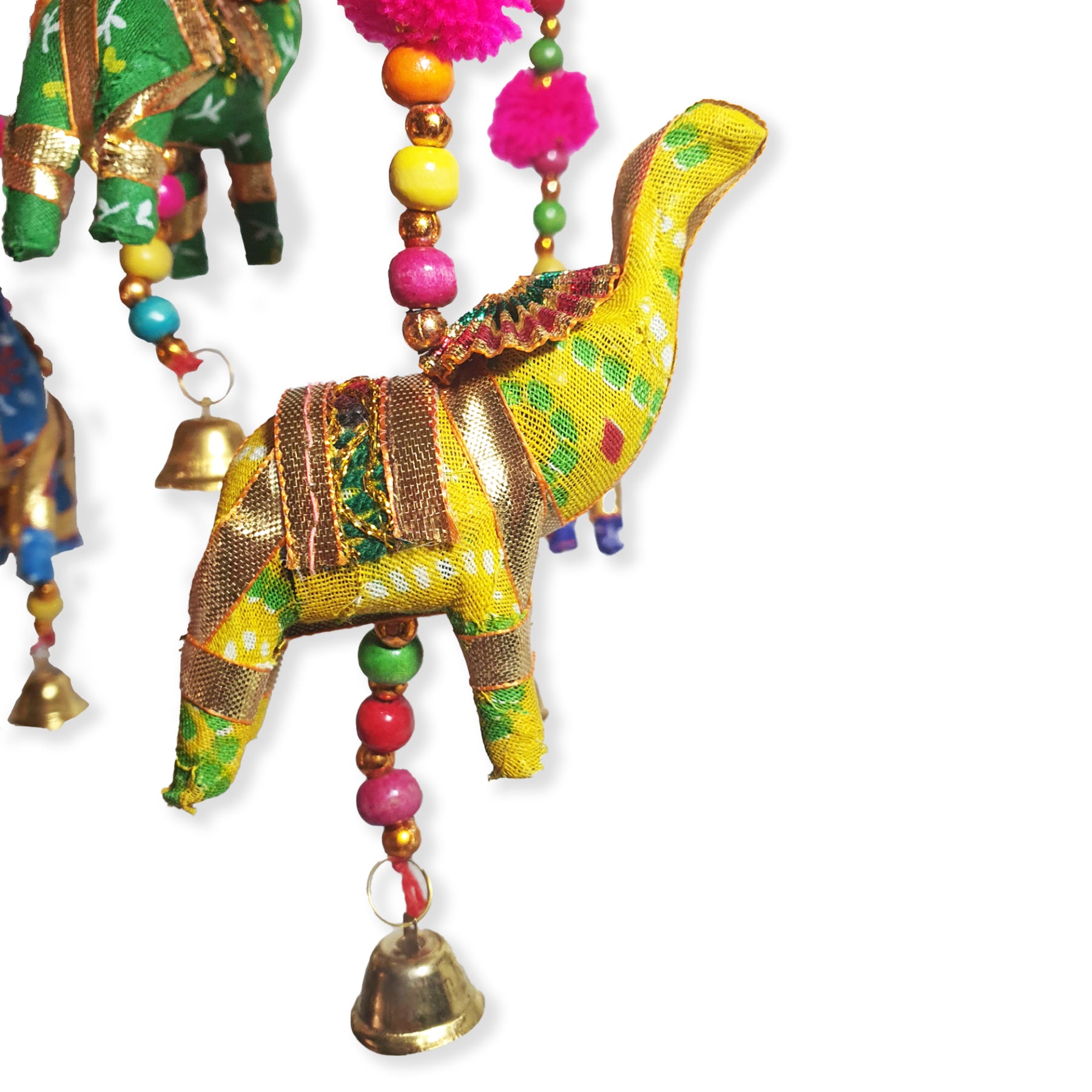 Cinco Elefantes Decorativos en Algodón Naranja