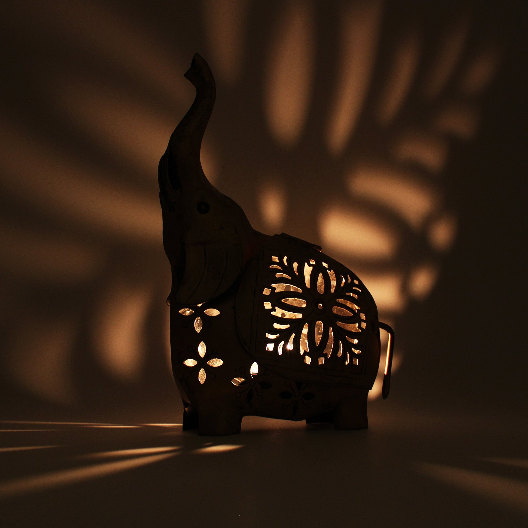 Handcrafted Wrought Iron Tea Light Holder Elephant